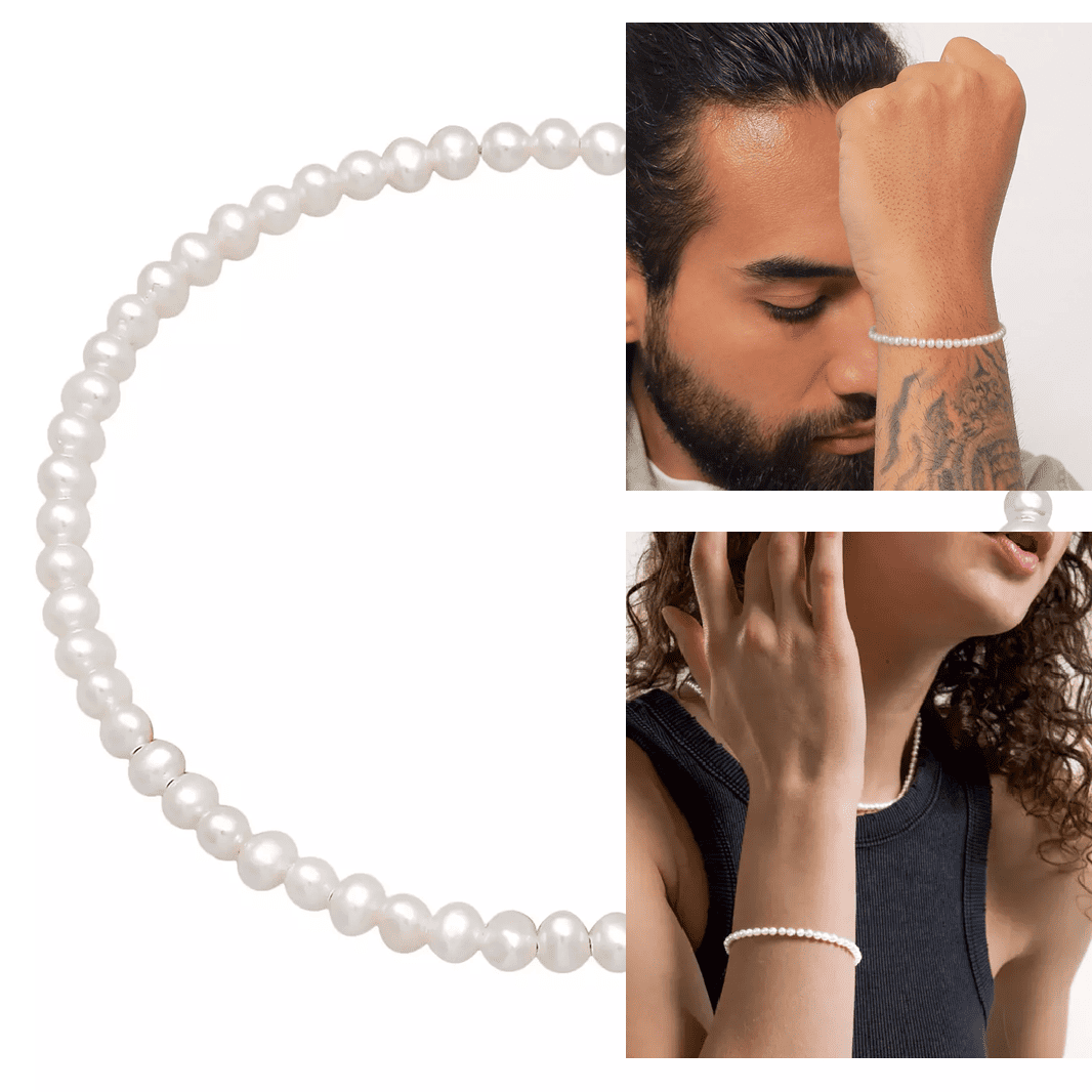 Bracelet Petites Perles Blanches Naturelles Pour Homme Ou Femme – Image 3