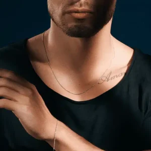 Chaine Argent Homme Fine Maille Serpent 50cm Faite Main En France