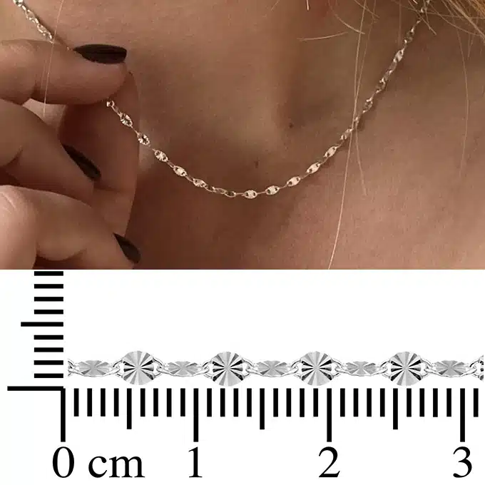 Chaine femme argent 925 maille fantaisie soleil plat made in France – Image 8