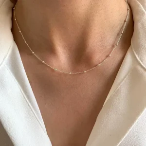 Collier Argent Femme Ras De Cou Chaine Maille Satellite Made In France
