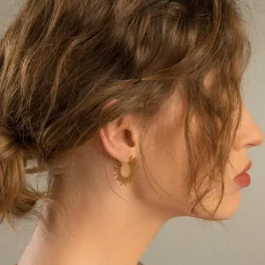 Boucles d’oreilles soleil or clous en acier inoxydable doré