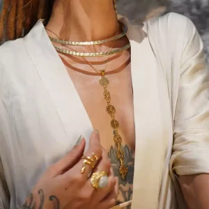 Collier 7 Chakras Or Femme Acier Inoxydable Doré Fait Main