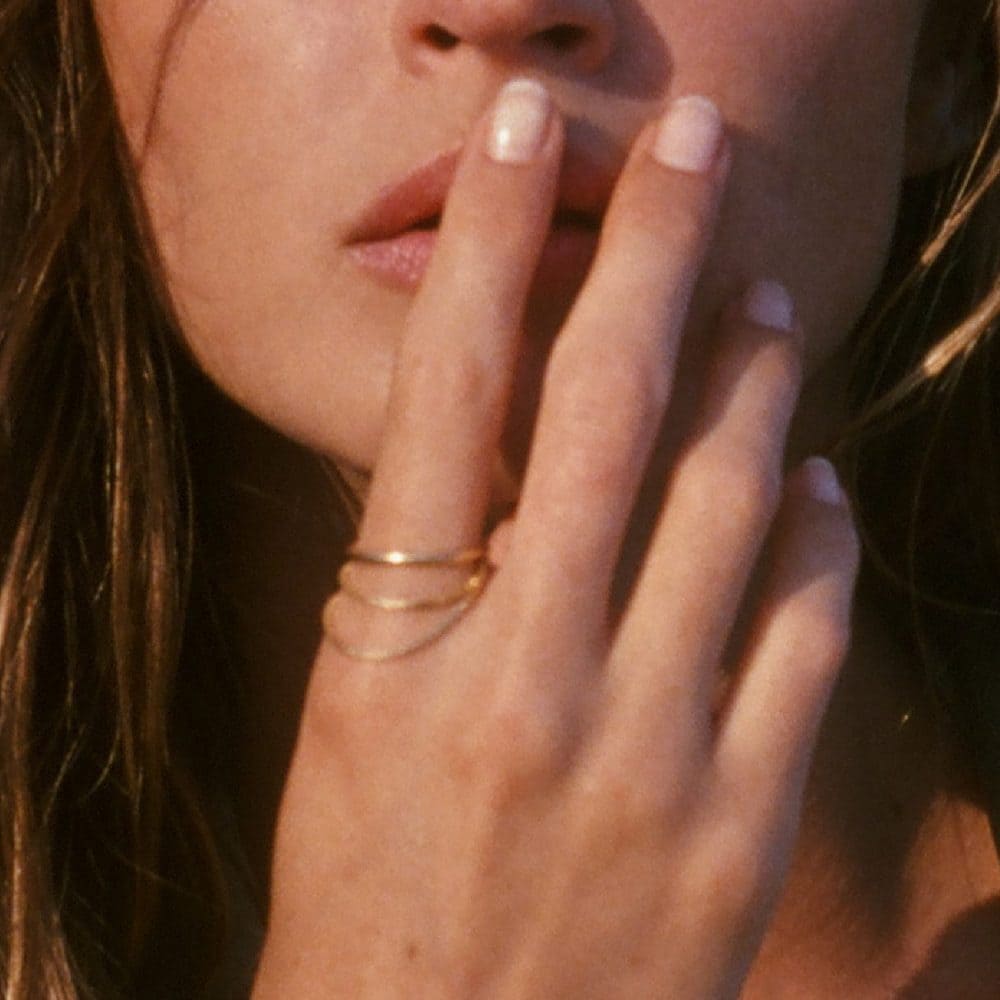 Bague 3 Rangs Or Réglable Chaine Double Maille Vénitienne Acier Doré – Image 2