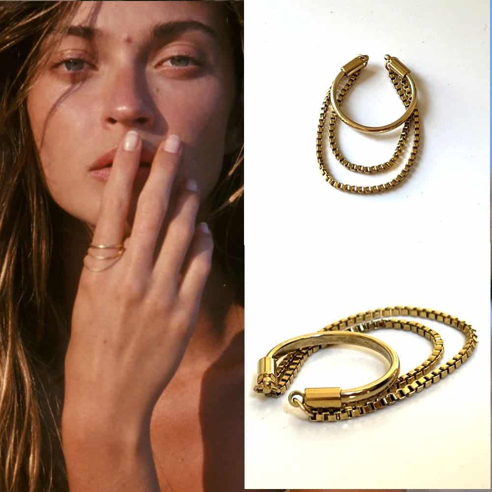 Bague 3 Rangs Or Réglable Chaine Double Maille Vénitienne Acier Doré – Image 4