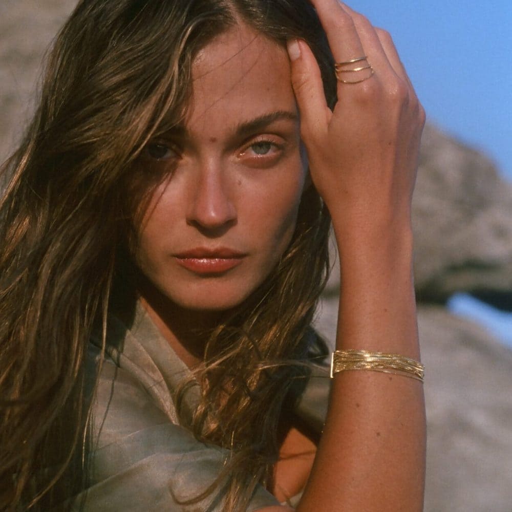 Bague 3 Rangs Or Réglable Chaine Double Maille Vénitienne Acier Doré – Image 5