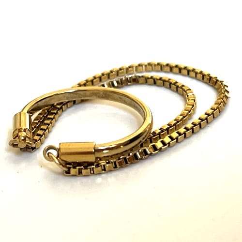 Bague 3 Rangs Or Réglable Chaine Double Maille Vénitienne Acier Doré – Image 8