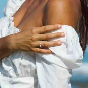 Bague Perle Blanche Naturelle D’Eau Douce Et Acier Doré Faite Main