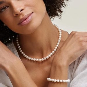 Collier En Perle Pour Femme Blanche Véritable Ronde 5mm Fait Main