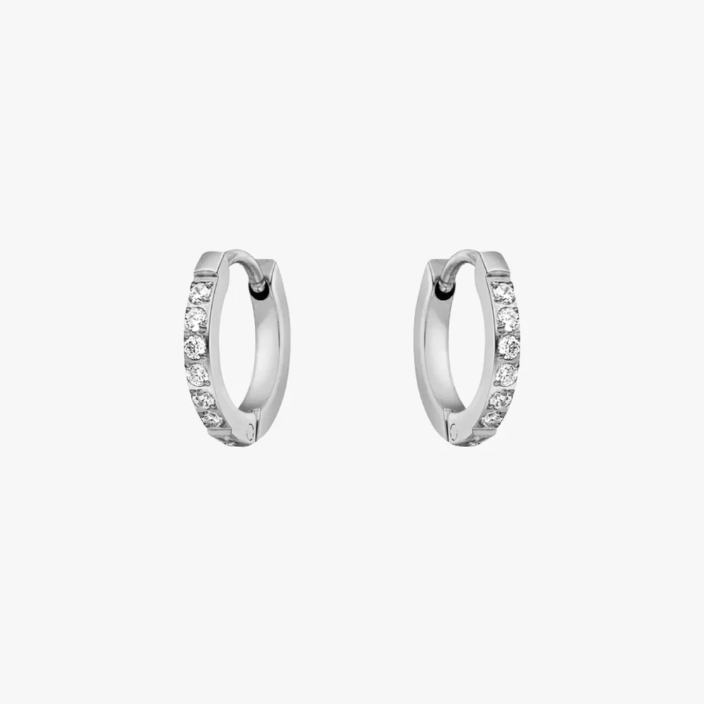 Mini Créoles Diamant Synthétique zirconium Argent Plaqué Or 10mm – Image 8