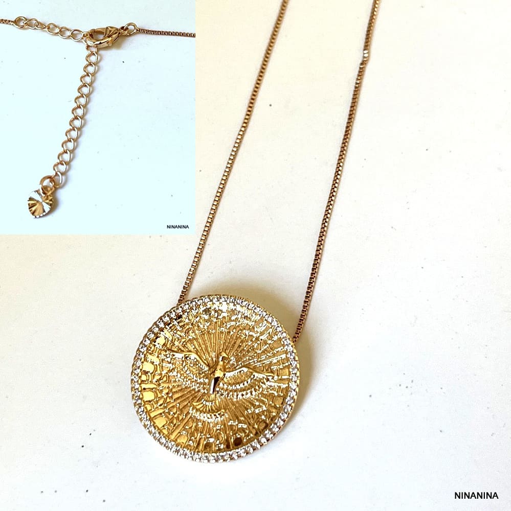 Pendentif Oiseau Or Femme – Collier Alliage Doré et Zirconium – Image 8