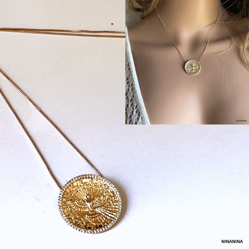 Pendentif Oiseau Or Femme – Collier Alliage Doré et Zirconium – Image 7