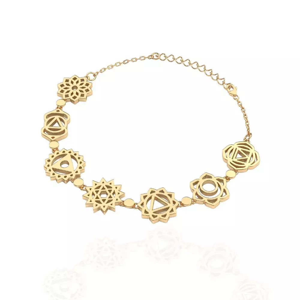 Bracelet 7 Chakras Or Femme Acier Inoxydable Doré Fait main – Image 3