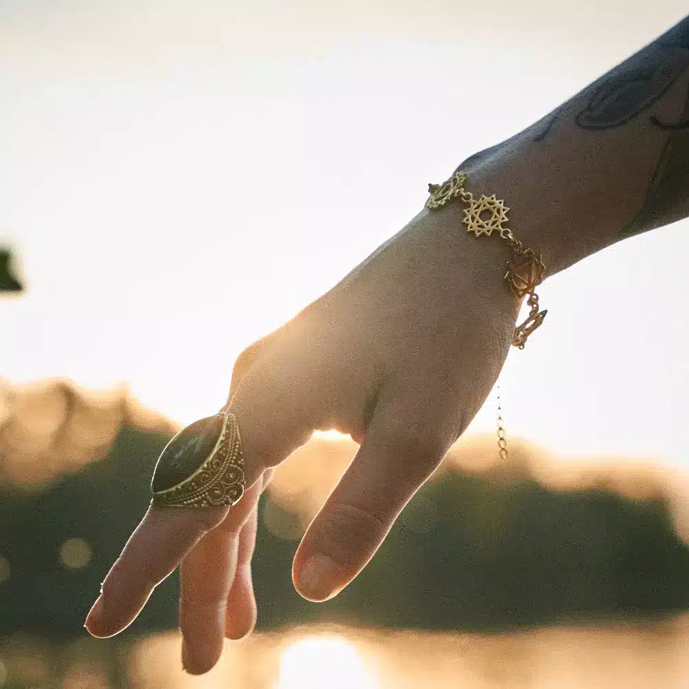 Bracelet 7 Chakras Or Femme Acier Inoxydable Doré Fait main – Image 4