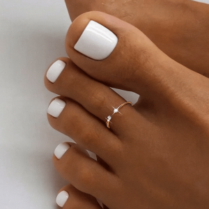 Bague d’orteil ouverte sur le dessus en argent 925 doré avec zirconium à chaque extrémité