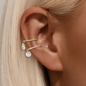 Ear Cuff Plaqué Or Sur Argent 925 Et Charm En Oxyde de zirconium