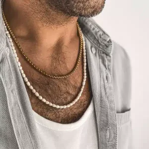 Chaine Homme Acier Doré 60 cm De Long – Collier Or Maille Vénitienne 4mm