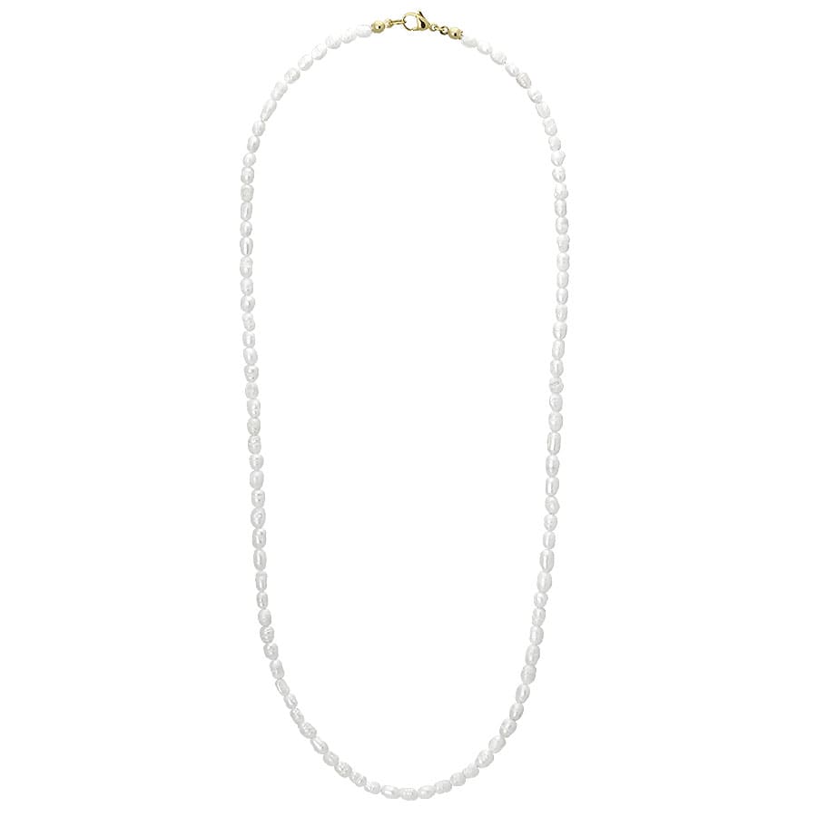 Collier Perle Blanche Ovale Naturelle Pour Homme 60 cm fait main en France – Image 3