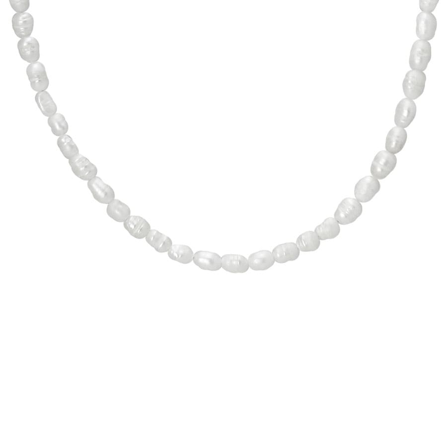 Collier Perle Blanche Ovale Naturelle Pour Homme 60 cm fait main en France – Image 5